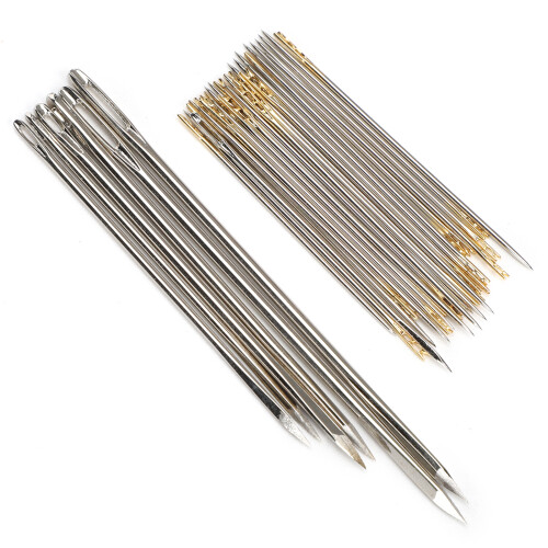 Sewing Tools Kit Double Hole Needle Hand Working Metal Long Nail Thimble Combination 2