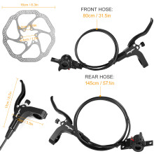 2 pcs Hydraulic Bike Disc Brake Kit 160mm Disc Brake Rotor Aluminum Front and Rear Caliper Disc Brake Bike Stainless Steel Rotors with 12 B