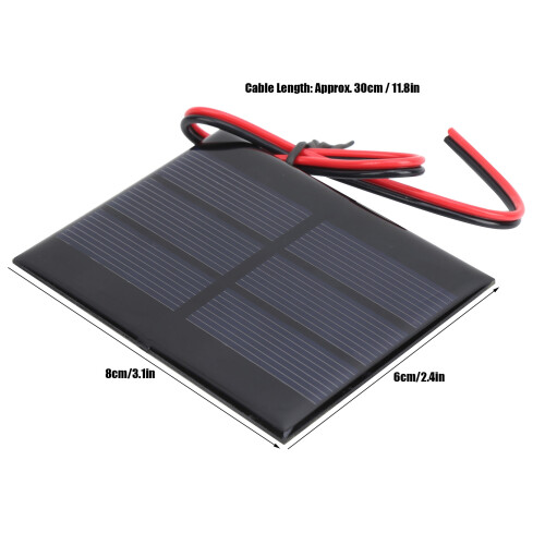 5Pcs Mini Solar Panel Battery Cell Board Module with 30cm Wire 60 x 80 x 3MM DC 0.65W 1.5V 2