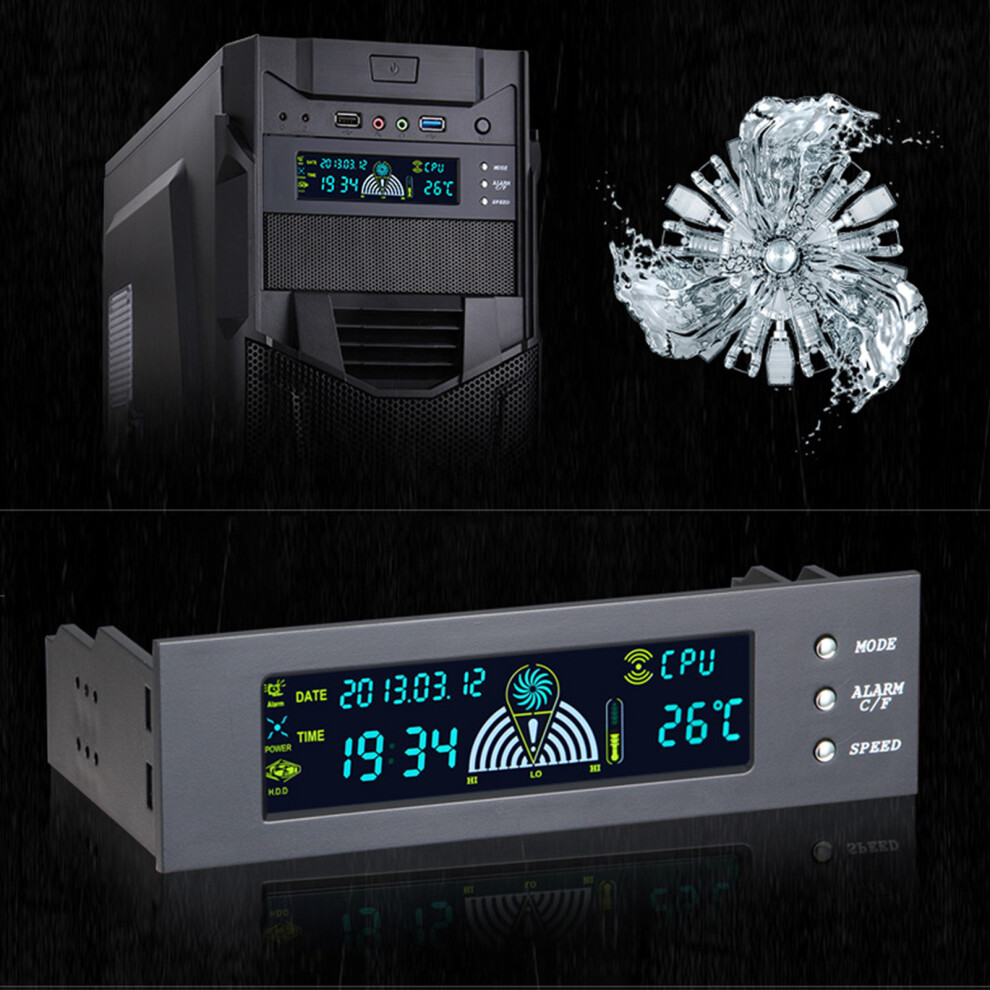 Computer 3ÂFan Speed Controller Cpu/Hdd/Sys Temperature Control Lcd Front Panel 5.25In Stwâ5023 6911323257672