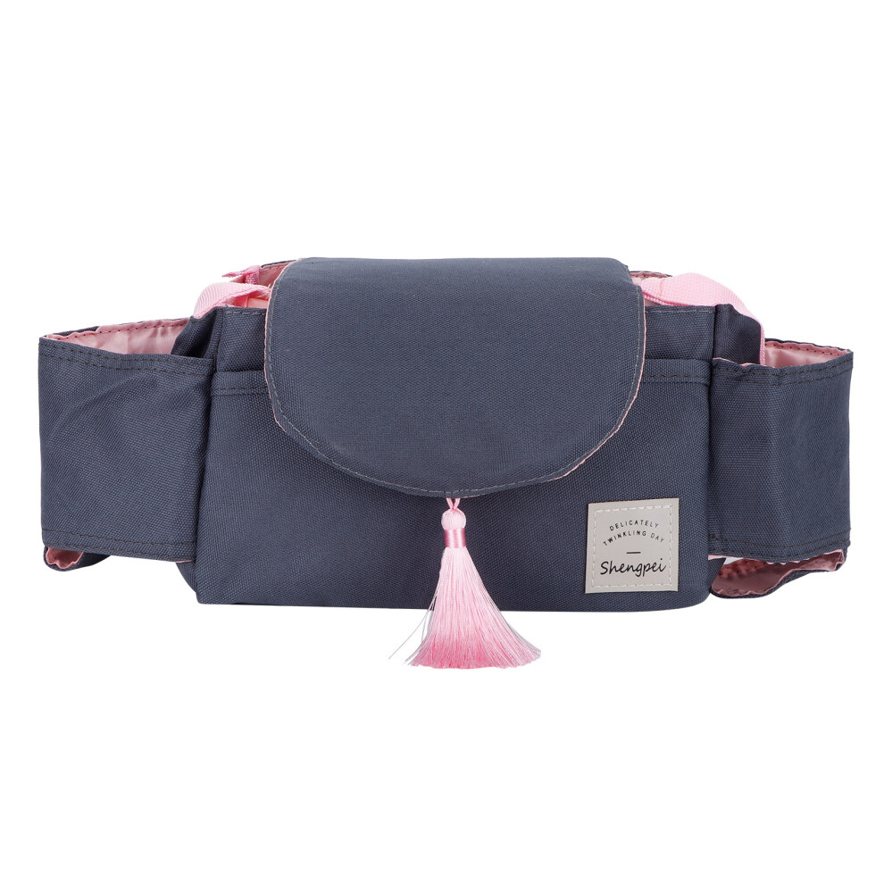 Baby Stroller Hanging Bag Organizer Universal Cup Holder Storage Bag Strollers AccessoryPink Tassel