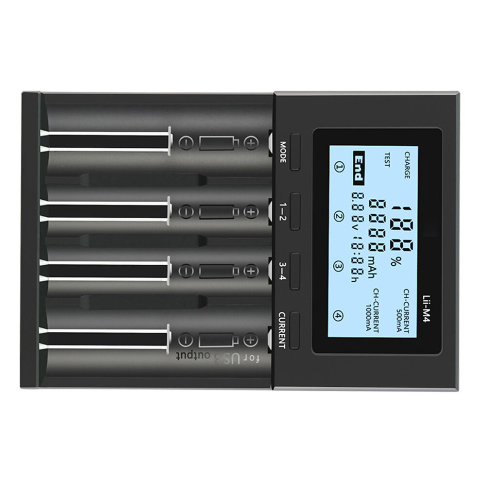 Liitokala Lii-M4 4 Slots Battery Charger With Lcd Display For Lithium Battery 26650 14500 Aa Aaa Lithium Nimh Battery Smart Rechargeable Ba 4161323263612