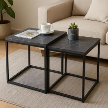 Nesting Coffee Tables Set of 2 Living Room Square Side End Table