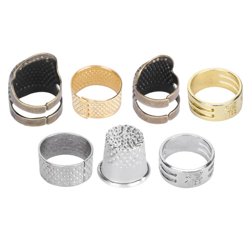 7Pcs Sewing Thimble Ring Brass Finger Protection Sleeve Knitting CrossStitch Fingertip Protector 1