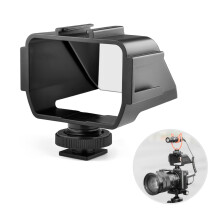 Andoer Universal Camera Selfie Vlog Flip Up Mirror Screen with 3 Cold Shoe Mounts for Installing Microphone Mini LED Light Compatible with