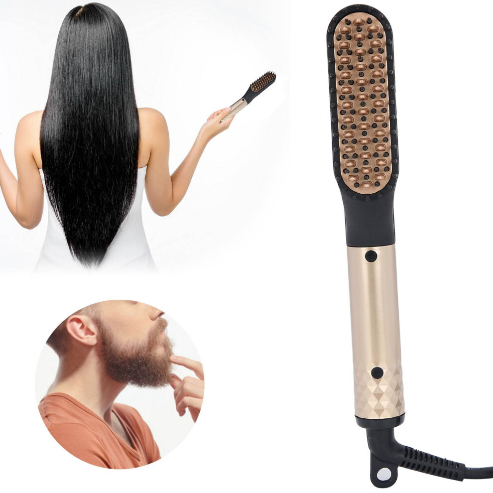 Beard Straightener Electric Heated Hair Straightening Comb Portable Men Beard Brush 110â240VUK Plug