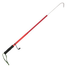 Portable Telescopic Sea Fishing Gaff Aluminum Alloy Pole with Stainless Steel Spear HookRed 90CM