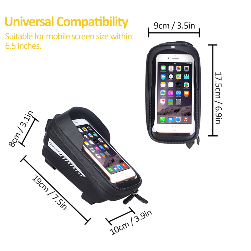 Waterproof Bicycle Phone Mount Bags Front Frame Top Tube Bag with Touchscreen Phone Holder Case Cycle Bike Tool Storage Bag Pack