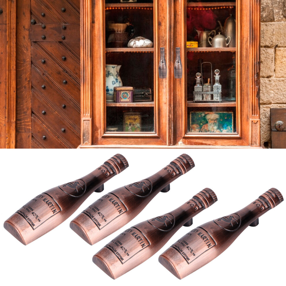 4 Set Door Handle Retro Zinc Alloy Wine Bottle Shape Cabinet Cupboard Drawer Pull Handleantique Copper 6921323274944