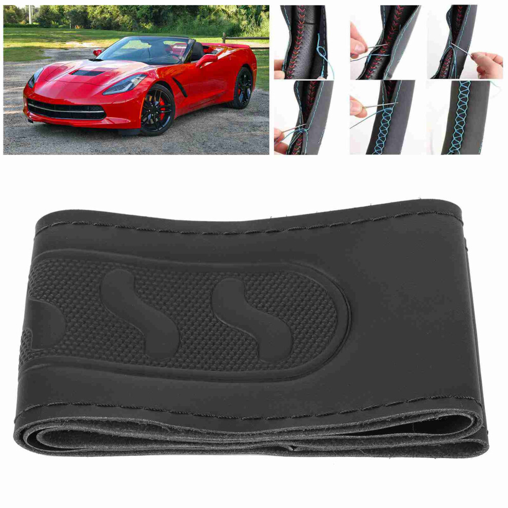 15In Universal Steering Wheel Cover Microfiber Diy Stitch On Wrap Fit For Chevrolet Corvette/Silveradoblack 4031323275369