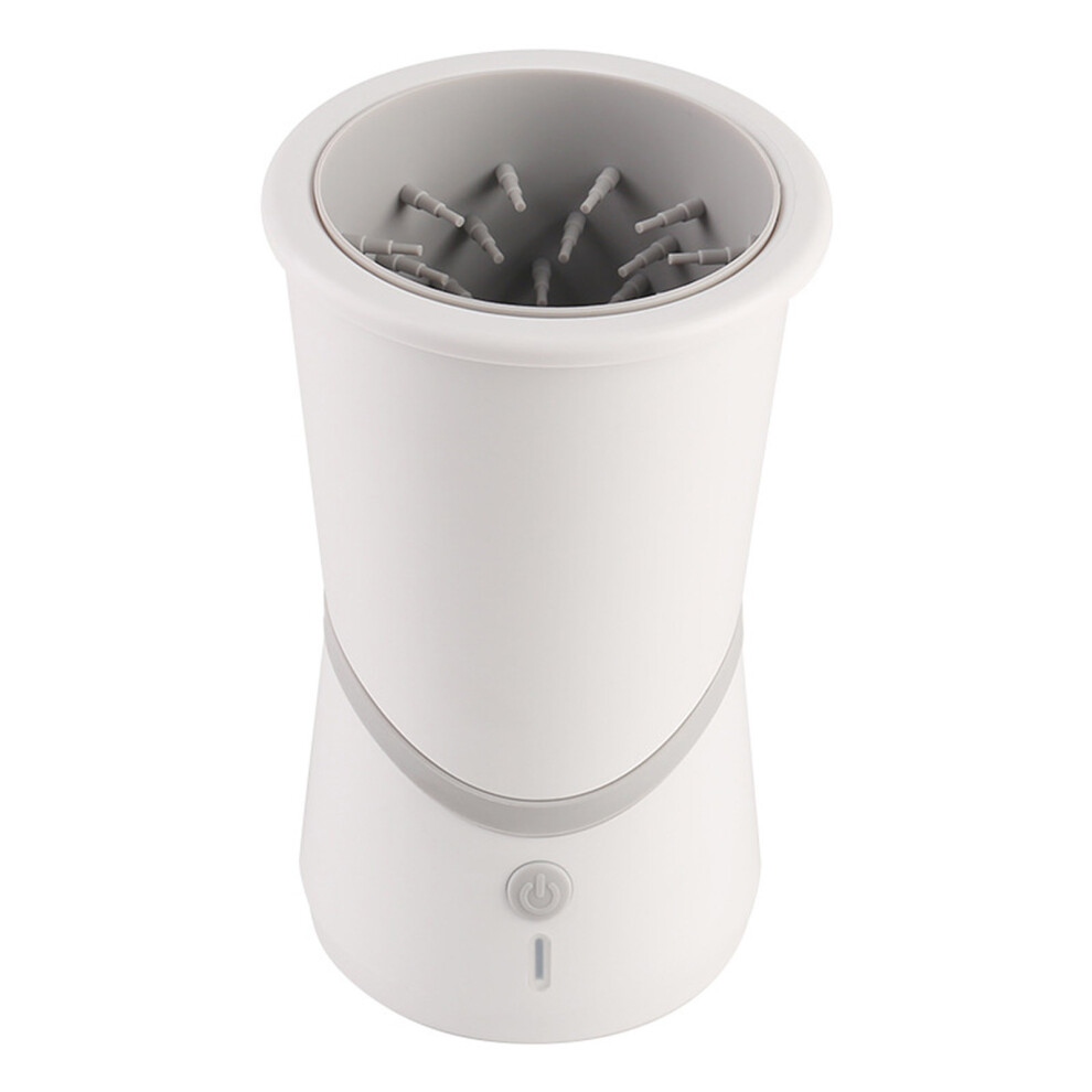 White Dog Paw Cleaner Automatic Soft Bristles Low Noise Rechargeable Removable Pet Foot Wash Cup For Cats