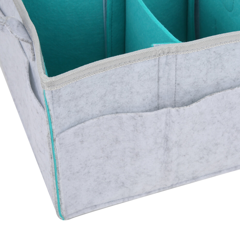 Baby Diaper Organizer Multiple Compartments Mommy Handbag Felt Travel Makeup Holder( Graygreen ) Light