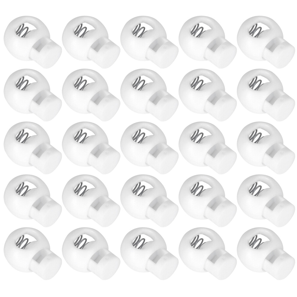 300Pcs Cord Locks Single Hole Ball Shape Spring Clip For Plastic Rope Luggage Accessorieswhite 8711323287925