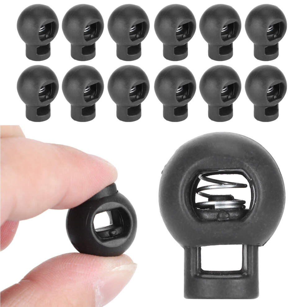 300Pcs Cord Locks Single Hole Ball Shape Spring Clip For Plastic Rope Luggage Accessoriesblack 8041323287916