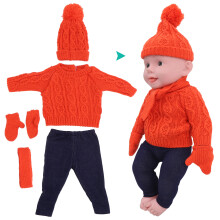 Doll Clothes Sweater Pants Hats Scarf Gloves Doll Accessories for 18inch Baby DollQ18-789 Orange for 43cm Doll