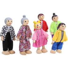 Family Doll Figures Pine Miniature People Toy Set Ornament Educational Dollhouse Accessory#3