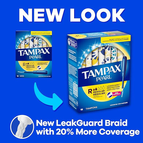Tampax Pearl Tampons Super Plus Absorbency, with Leakguard Braid 2