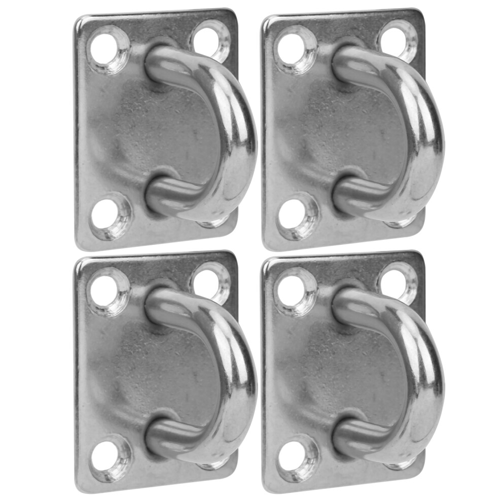 M8 4 Holes Stainless Steel Fixed Eye Plate Hook Loop Ushaped Ceiling Wall Mount Hanger 8451323302135