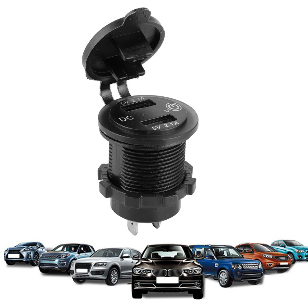 Dual Usb Car Charger Lighter Socket Car Modification With Voltmeter 1224V 2.1A+2.1A( Indicator ) Blue 6951323309957