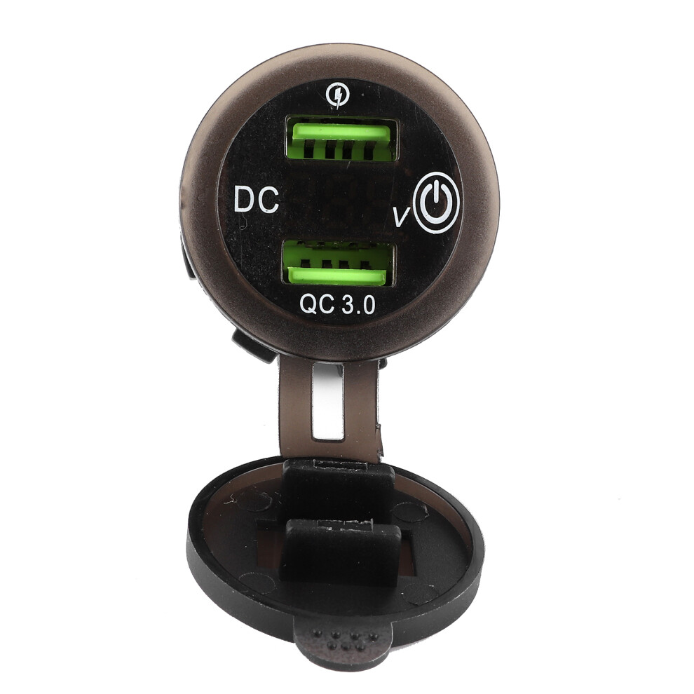 Dual Usb Port Charger Qc 3.0 Fast Charging Waterproof With Led Voltmeter For Car Boat Yacht Atv Rvred Led Light 7621323309767