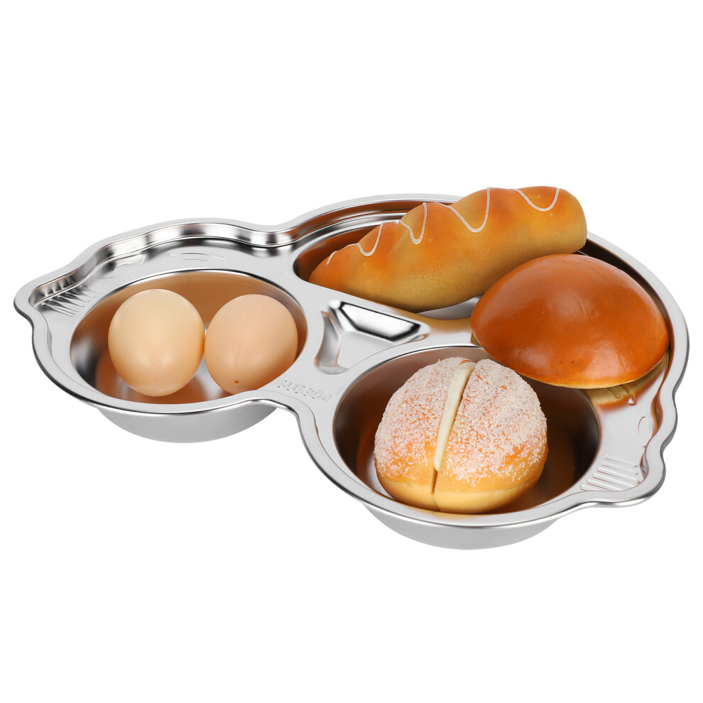 304 Stainless Steel Divided Food Plate Cartoon Shape Lunch Dinner Food Tray for Kids