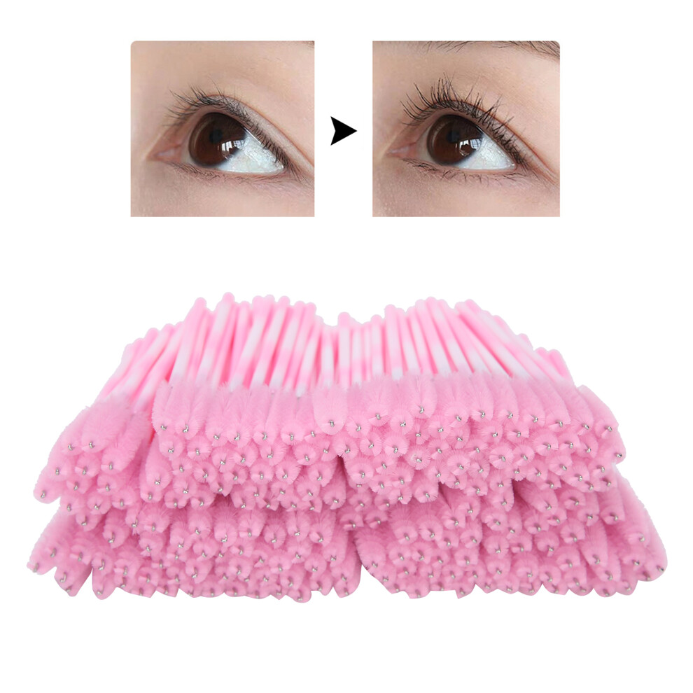 200pcs Disposable Portable Lash Brush Travel Mascara Eyelash Brush Makeup Tool AccessoryPink