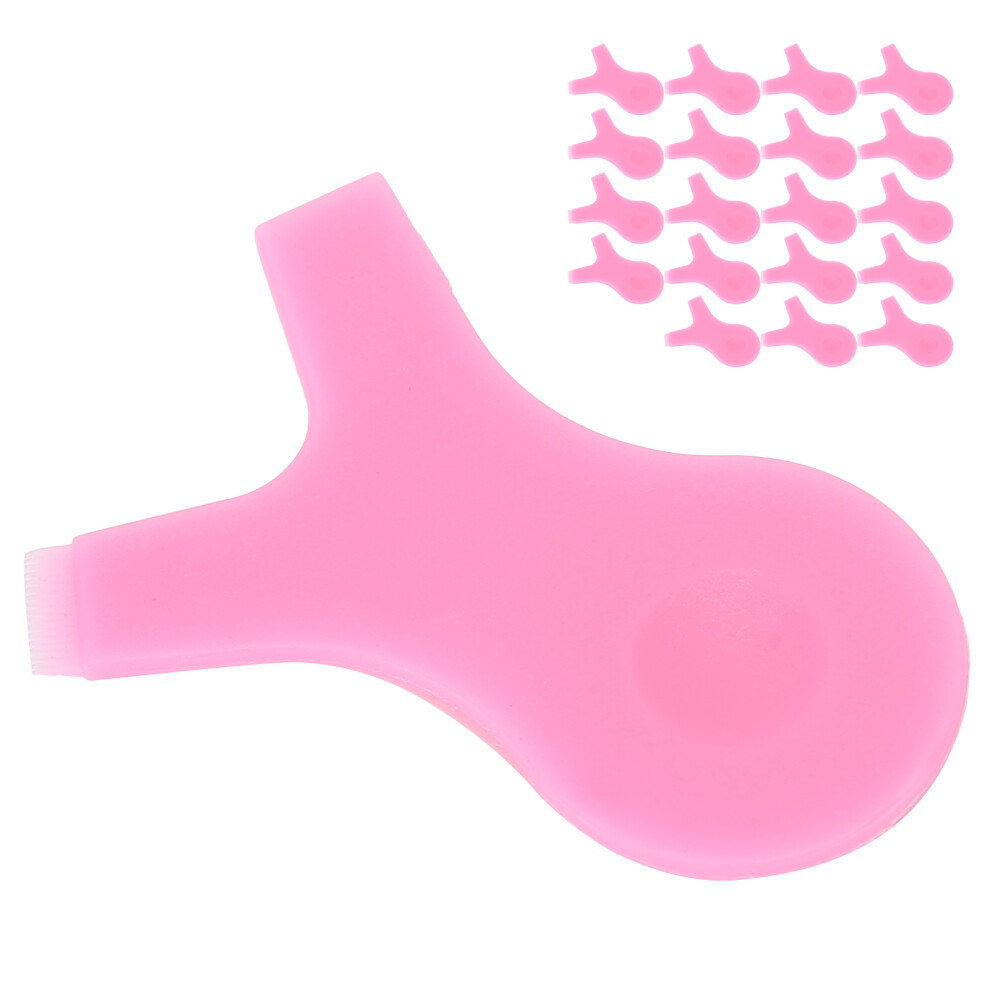 Pink 20Pcs Eyelash Lift Brush Y Shape Eyelash Grafting Comb Curler Antislip Lash Perming Tool( )