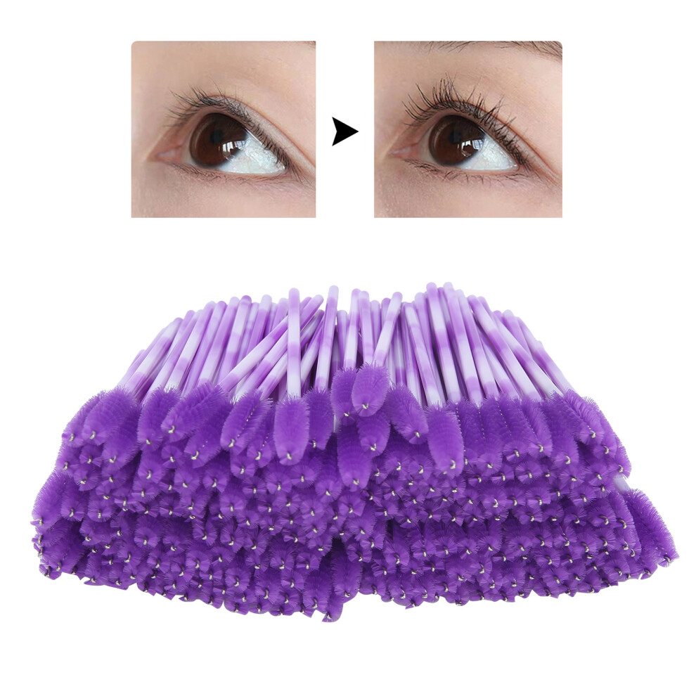 Purple 200Pcs Disposable Eyelash Brush Travel Portable Lash Brush Makeup Tool Accessorydark