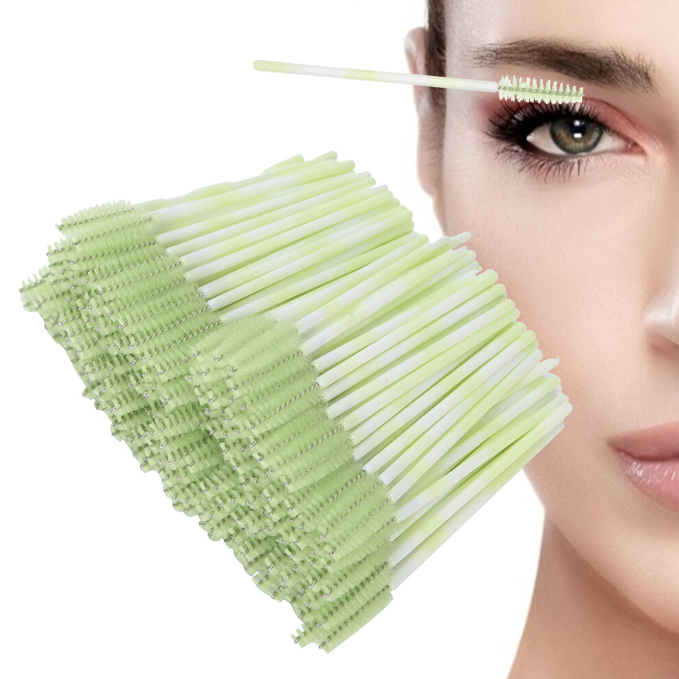 200pcs Disposable Portable Lash Brush Travel Mascara Eyelash Brush Makeup Tool AccessoryGreen