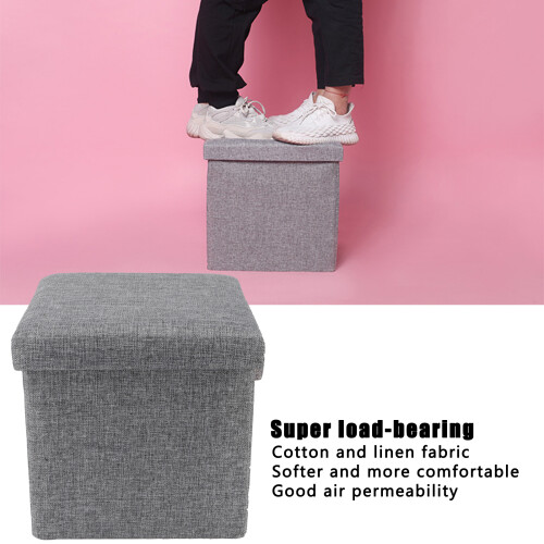 Foldable Storage Ottoman Multifunctional Storage Bench Footstool Seat with CoverBig 2