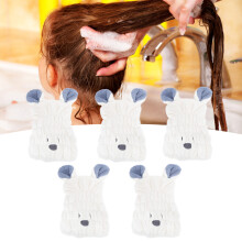 5pcs Hair Drying Towel Cap Coral Fleece Bath Hair Hat Cartoon Cute Ear Shape for Children