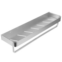Bathroom Shelf Wall Mount Space Aluminium Shower Single Layer Shelf Shampoo Storage Rack50cm Commodity Shelf with Hanging Rod