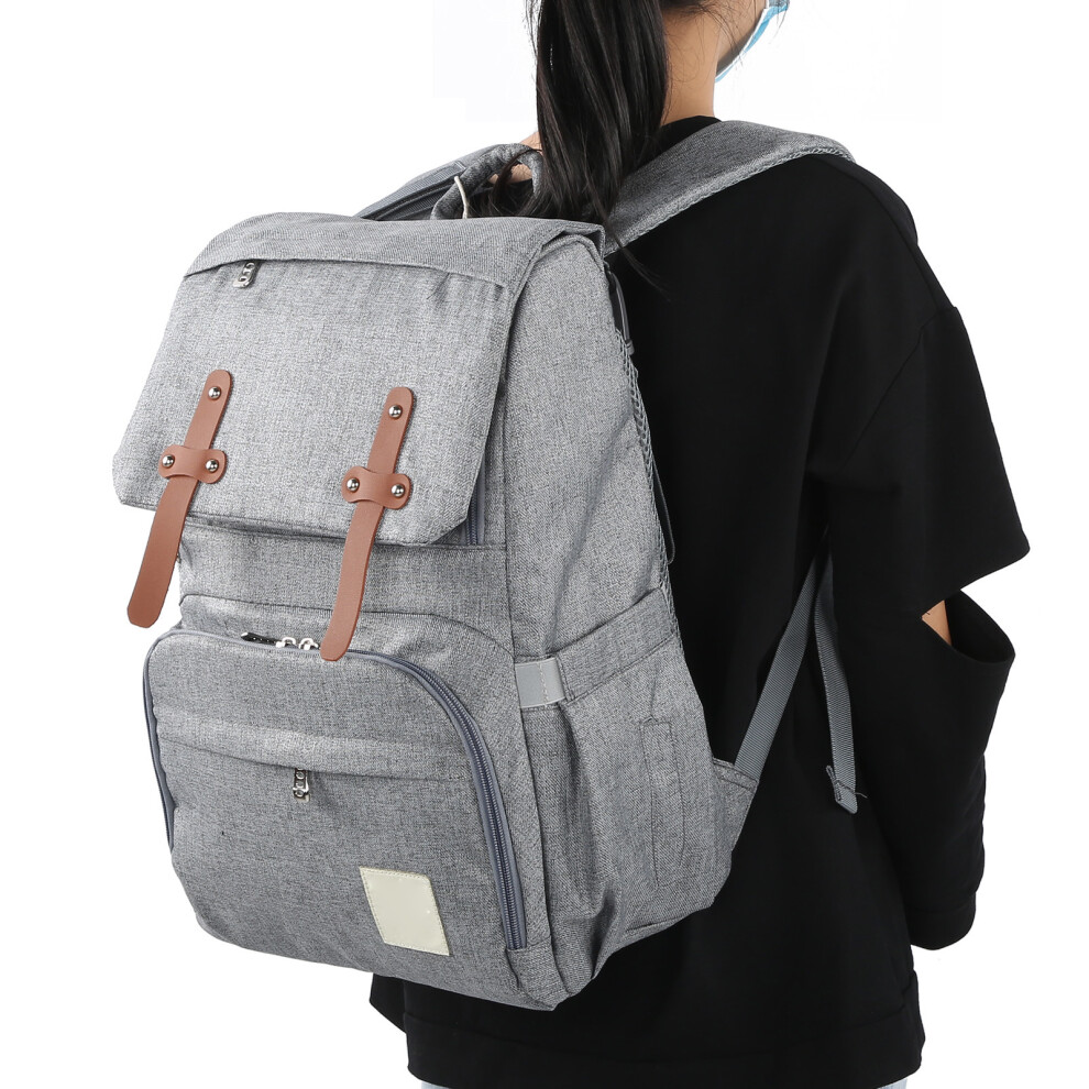 Mommy Bakcpack Waterproof Maternity Nappy Bag Large Capacity Stroller Hanging BagGray
