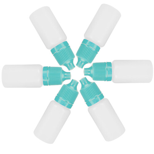 50Pcs 10ml Eye Liquid Bottle Portable Squeezable Empty Eye Drops Container with Plugs LidGreen