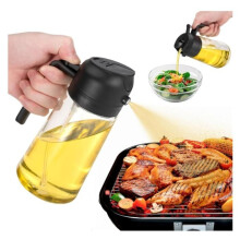 2-in-1-Ölsprüher für die Küche, 470 ml Ölsprüher, Küchenölsprüher, kann Öl sprühen oder gießen, (schwarz)
