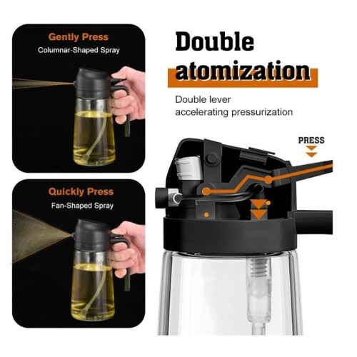 2-in-1-Ölsprüher für die Küche, 470 ml Ölsprüher, Küchenölsprüher, kann Öl sprühen oder gießen, (schwarz) 2