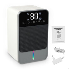 1500 ml leiser elektrischer Luftentfeuchter für Schlafzimmer, Badezimmer, Keller, mit 7 LED-Leuchten