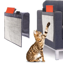 Kratzmatte für Katzen – Bodenschutz für Sofa und Möbel – Sisal- und Leinenmatte 120 x 40 cm mit Fächern, für Kätzchen und Hund