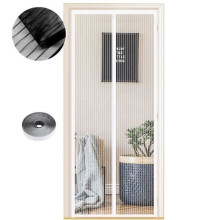 Magnetisches Fliegengitter für Tür, verschiedene Größen, 130 x 220 cm, starke Magnete, automatisches Schließen, weiße Streifen