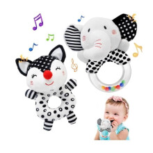 Babyspielzeug 0-3-6 Monate, Babyrassel 0-6 Monate, weicher Plüsch mit Rasselgeräusch, Neugeborenenspielzeug, frühes Lernspielzeug für 3, 6, 9, 12