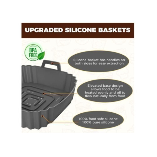 3er-Pack Silikon-Luftfritteusen-Einlagen, wiederverwendbare Silikon-Backmatten, ölfreies Silikon-Backpapier 2