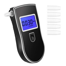 Elektronischer Alkoholtester mit tragbarem LCD-Display, genaue und zugelassene Anzeige, 3 Alkoholtesteinheiten + 5 Mundstücke