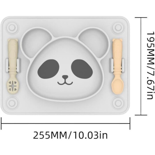 Silikon-Saugteller, Kleinkindteller mit Saugnapf, süßer Panda-Silikon-Griffteller, Griffteller 1