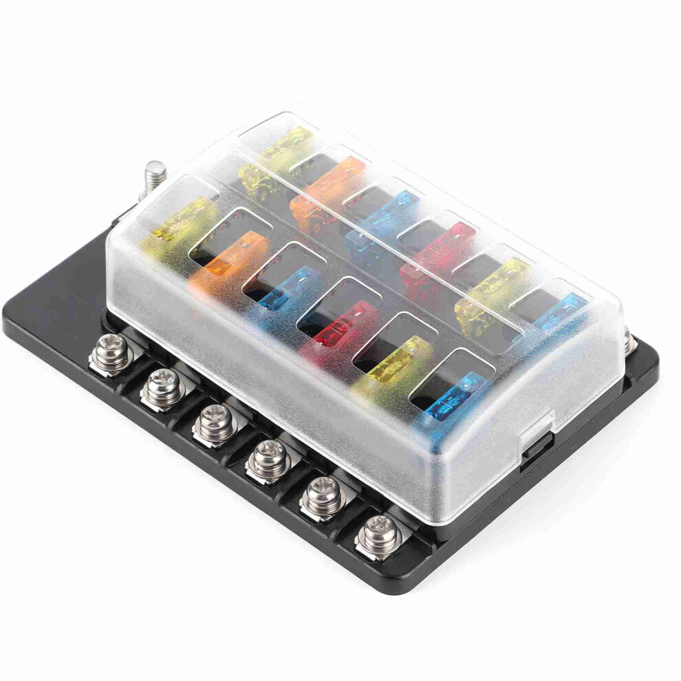 12-Way Fuse Box Blade Fuse Block Holder With Led Indicator Waterpoof Cover For Car Boat Bus Yacht 8221323341942