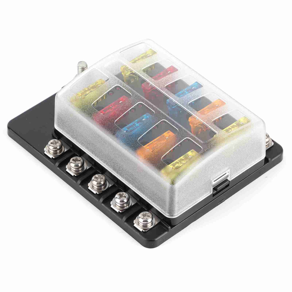 10ÂWay Screw Nut Terminal Fuse Box Blade Fuse Block Holders With Led Indicator For Car Boat 5081323341907