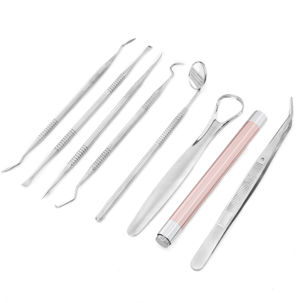 8pcs / set Dental Tartar Scaler Teeth Pick Teeth Tartar Scraper Mouth Mirror Flashlight