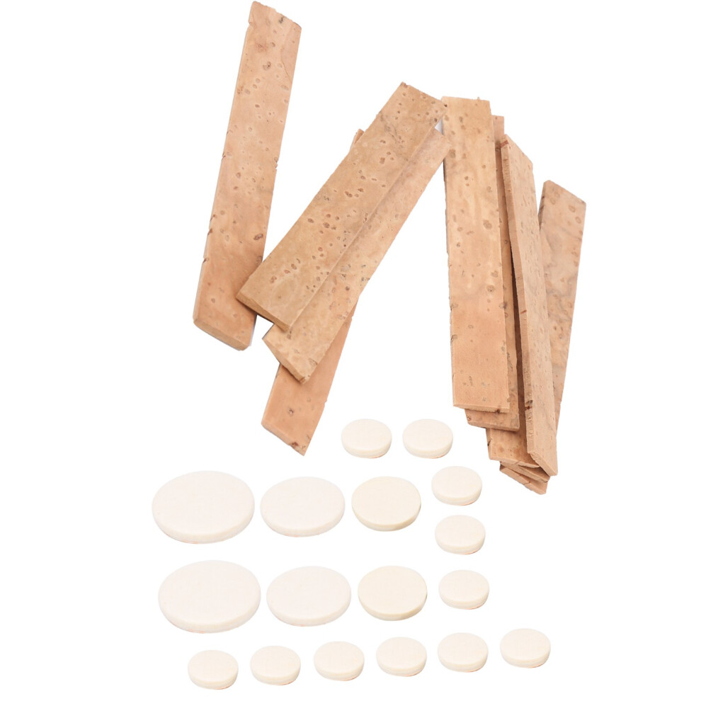 Clarinet Accessories Kit Bb Key 17Pcs Sound Hole Pads 10Pcs Natural Cork Sheets
