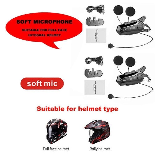 1/2 stks Bluetooth Intercom Motorhelm Bluetooth Headset voor 2 Rider intercomunicador Moto Intercom