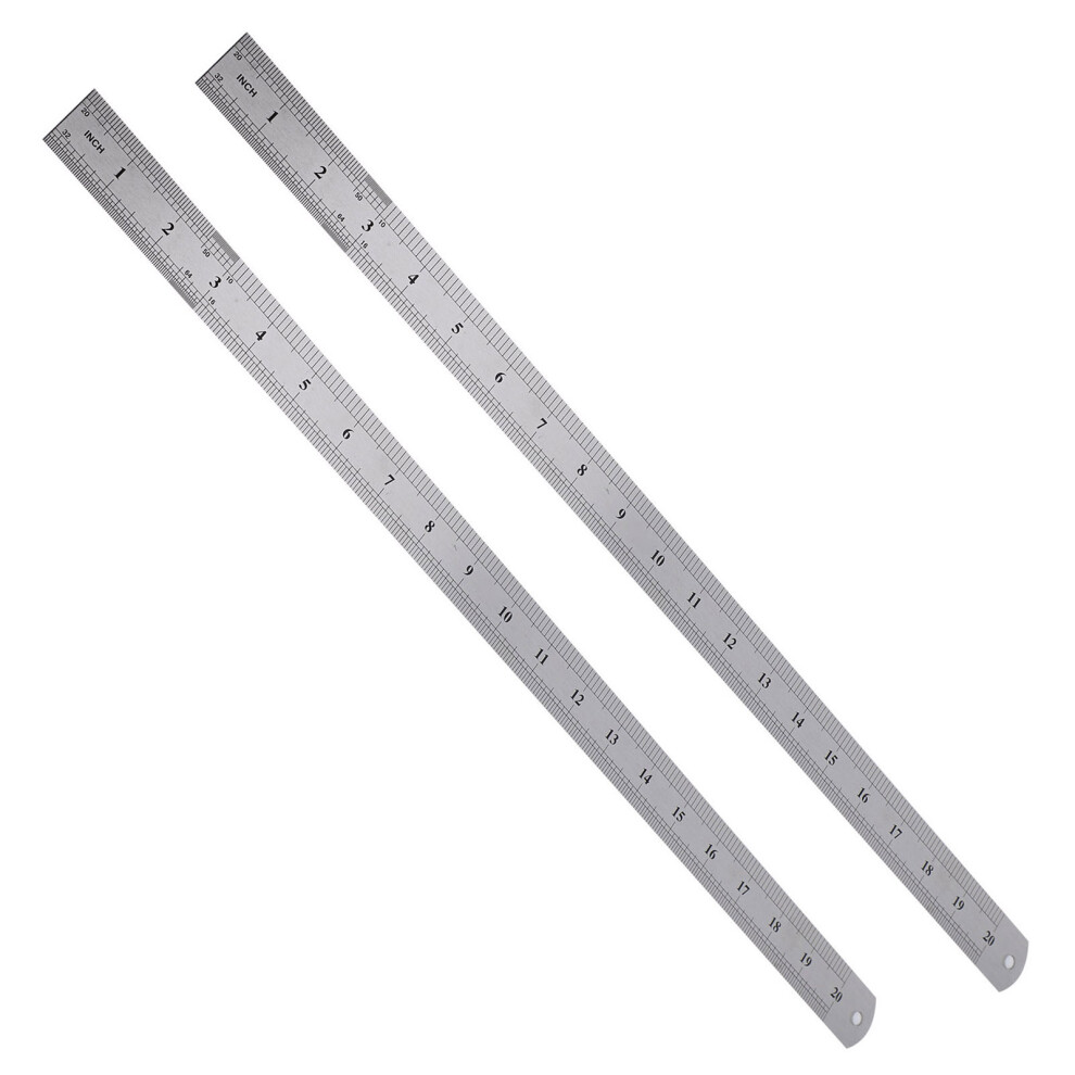 2Pcs Steel Ruler Woodworking Marking Locator Measuring Tape Tool Doublesided Scale 50Cm 3591323352367