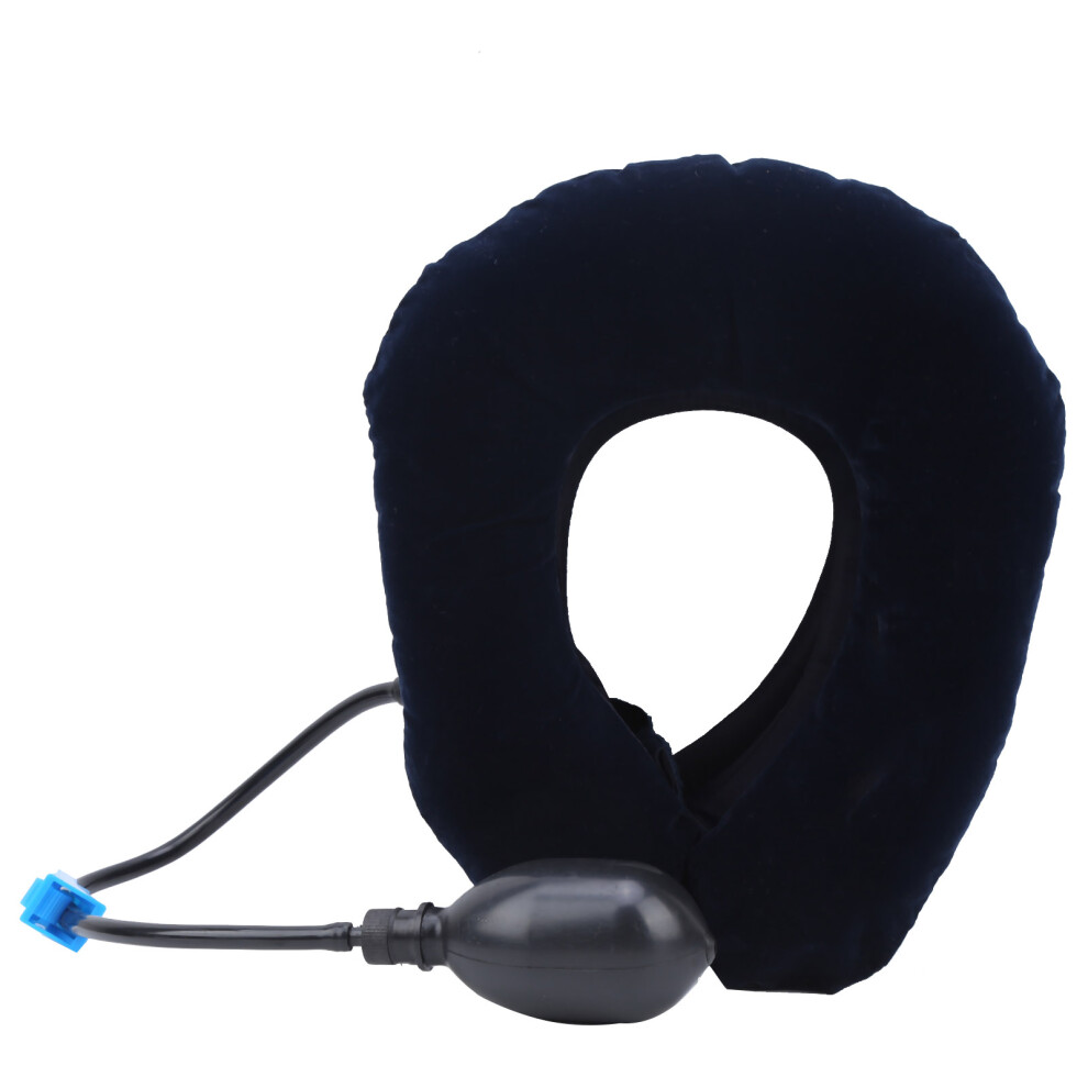 Blue Inflatable 3 Layers Cervical Neck Traction Device Pain Relief Adjustable Neck Stretcherdark